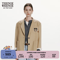 Teenie Weenie小熊女装2024早春学院风宽松复古休闲西装外套女 卡其色 175/XL