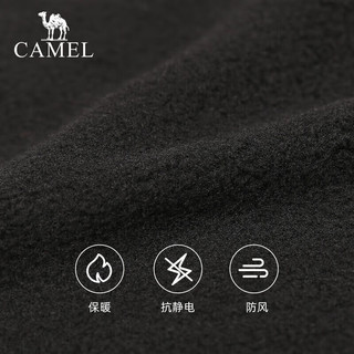 CAMEL 骆驼 男装运动卫裤秋冬季抓绒裤子户外宽松弹力防风加厚保暖软壳长裤 AA32263657幻影黑XL