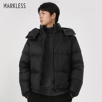Markless 羽绒服男23年冬季90鹅绒保暖外套男士连帽男装 YRB3306M 黑色 XL
