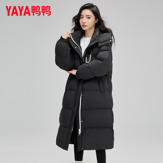 YAYA 鸭鸭羽绒服 鸭鸭（YAYA）羽绒服女长款过膝冬季时尚加厚可脱卸帽防风保暖外套WS 黑色 160/84A(M)