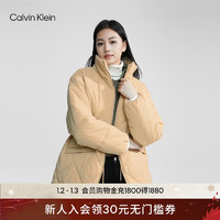 Calvin Klein Jeans24春季女士简约菱格绗缝轻暖立领棉服外套J223843 AAT-象牙黄 L