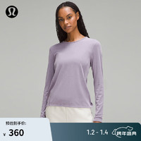 lululemon 丨Twist-Back 女士罗纹后纽结长袖 T 恤 LW3HP6S 紫色灰