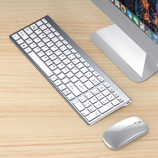 吉选 GESOBYTE WKM210可充电无线键盘鼠标套装 办公超薄便携键鼠套装 笔记本电脑台式家用键盘鼠标 银白 无轴体 银色