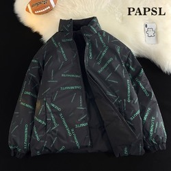 PAPSL 双面穿羽绒棉衣男外套秋冬季保暖高级字母棉服两面穿外套男