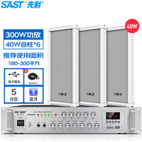 先科SA-9019 室外防水音柱40W壁挂式户外音响喇叭功放套装公共广播系学校车间校园商场音箱一拖六