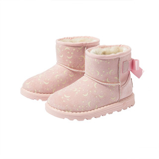 Deesha 笛莎 童鞋女童靴子冬季儿童小女孩甜美可爱加绒保暖低筒雪地靴