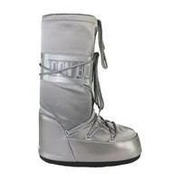 MOON BOOT 女士银灰色ICON尼龙高筒雪地靴冬靴