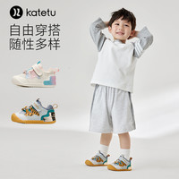 卡特兔 儿童学步鞋男宝宝2024春季幼儿园室内鞋防滑透气机能鞋 灰黄绿 内长12/12.5/13/13.5/16cm