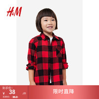 H&M童装男童衬衫圣诞英伦风法兰绒帅气礼服1163548 红色/格纹 135/68