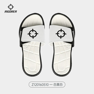 准者运动拖鞋室内外防滑沙滩鞋潮流凉鞋Z120160510 白/黑/白 46 