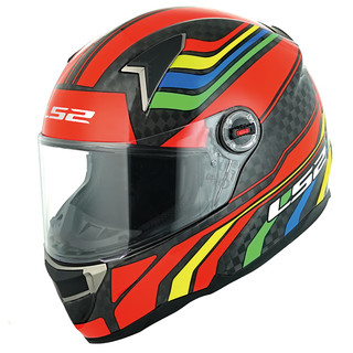 LS2摩托车头盔防雾12K超轻碳纤维全盔蓝牙槽机车帽冬季FF396 12K红异彩（单镜片） XXXL（62-63头围）