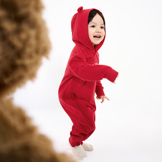 Gap婴儿冬季2023LOGO法式圈织软连体衣855734儿童装连体爬服 红色 59cm(0-3月) 亚洲尺码