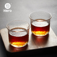 Hero（咖啡器具） Hero日式锤纹杯透明玻璃咖啡杯耐高温茶杯防滑水杯手冲咖啡杯（单只）