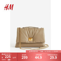 H&M季女士时尚手提金属链子夹棉单肩包1172357 米色 ONE SIZE
