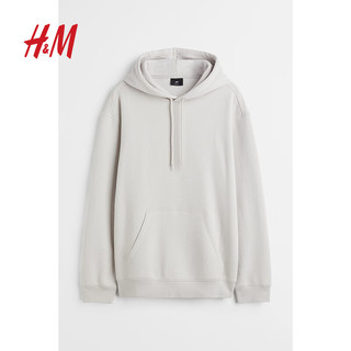 H&M 男装卫衣冬季保暖加绒舒适简约纯色柔软连帽长袖上衣0970819 黑色 175/108A