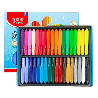 马培德大头塑料蜡笔一年级24色36色幼儿园全套无毒三角不脏手蜡笔