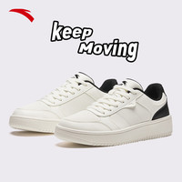 安踏（ANTA）板鞋男小白鞋轻质革面保暖百搭运动鞋子男 象牙白/黑-2 39码