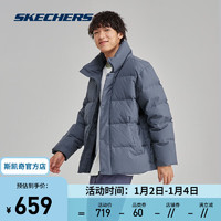 斯凯奇（Skechers）秋冬款气质百搭羽绒服男子梭织保暖休闲羽绒外套L423M094 墨灰色/00W5 L