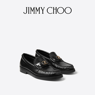 JIMMY CHOO/ADDIE/JC 女士JC 徽章饰黑色平底乐福鞋