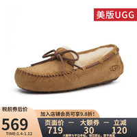 UGG 美版女单鞋羊毛便鞋保暖豆豆鞋5612 栗子棕色 36