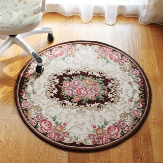 xincai 馨采 玫瑰满园 圆形地毯 咖啡色 120cm