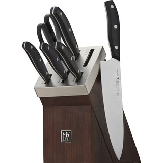双立人亨克斯双立人旗下自动磨刀刀具套装含厨师刀三德刀水果刀 实木色七件套带刀架