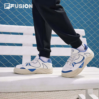 FILA FUSION斐乐潮牌男鞋50-50场下滑板鞋2024春季休闲运动鞋 奶白/珠宝蓝-GB 41