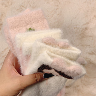 兔绒袜子 加厚保暖袜5双