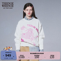 Teenie Weenie小熊2024早春休闲针织衫学院风宽松套头毛衣女装 象牙白 155/XS