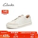 Clarks 其乐 女鞋优跃莫伊系列小白鞋春单鞋休闲百搭复古板鞋平底 白色拼粉色（建议拍大半码） 35.5