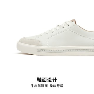 Clarks 其乐 女鞋优跃莫伊系列小白鞋春单鞋休闲百搭复古板鞋平底 白色拼粉色 35.5