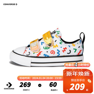 Converse匡威儿童鞋婴童低帮涂鸦魔术贴帆布鞋春季宝宝鞋A07219C 白/多色/蓝/黄/红 26码