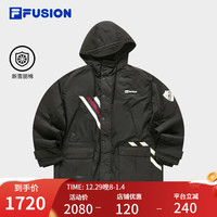 FILA FUSION x FACETASM斐乐潮牌棉服男2024春季新款宽松连帽外套 优雅黑-BK 1