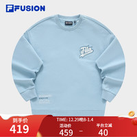 FILA FUSION斐乐潮牌女子针织套头衫2023冬时尚加绒宽松卫衣 冰湖蓝-BU 170/88A/L