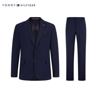 TOMMY HILFIGERx LARDINI男羊毛暗条纹商务修身西服套装TQ001256 深蓝色410 54