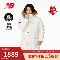 new balance 羽绒服男款冬季休闲中长款连帽鹅绒运动户外NPD44011 WT M