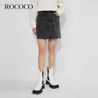 洛可可（ROCOCO）冬复古半身裙大口袋百搭时髦A字裙 浅灰 S