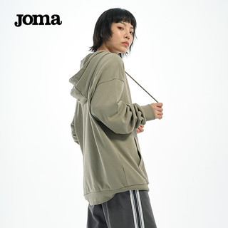 Joma 荷马 老夫子联名连帽卫衣男女通款简约时尚印花休闲百搭纯棉套头上衣 灰绿 M