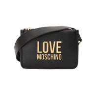 LOVE MOSCHINO 女士PU荔枝纹大字母logo标斜挎方包 黑色 JC4111PP1GLI0000