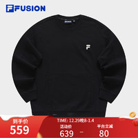 FILA FUSION斐乐潮牌男子针织套头衫时尚休闲男装长袖卫衣 正黑色-BK 185/104A/XXL