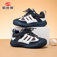 HOBIBEAR 哈比熊 童鞋秋冬季男童革面运动鞋女童百搭休闲儿童鞋JD58G81深蓝/白29码