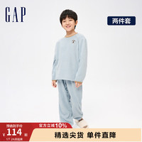 Gap 男女童冬季LOGO摇粒绒睡衣睡裤两件套儿童装休闲家居服889903 蓝色