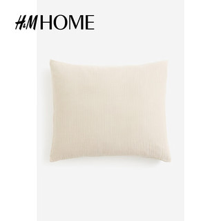 H&M HOME2023床上用品家纺柔软纯棉薄纱枕套1200444 浅米色 50cmx80cm
