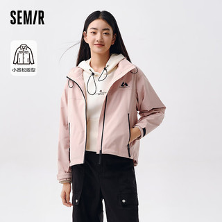 森马（Semir）外套女时尚短款2024春户外三防夹克 梦幻粉60379 160/84A/M