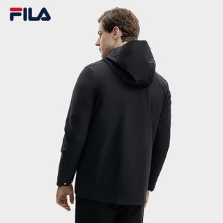 FILA 斐乐 男士梭织两件套2024春季休闲舒适连帽外套 正黑色-BK 175/96A/L