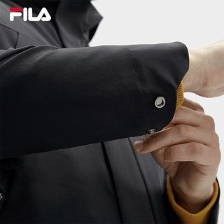 FILA 斐乐 男士梭织两件套2024春季休闲舒适连帽外套 正黑色-BK 175/96A/L