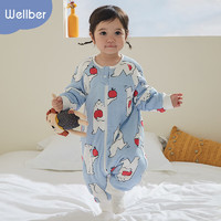 Wellber 威尔贝鲁 婴儿棉毛布分腿睡袋 (厚棉)10-15℃可脱袖 S(建议身高80cm以下)