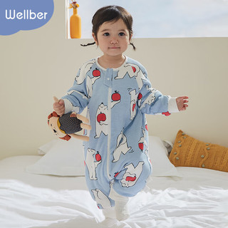 Wellber 威尔贝鲁 婴儿棉毛布分腿睡袋 (厚棉)10-15℃可脱袖 S(建议身高80cm以下)