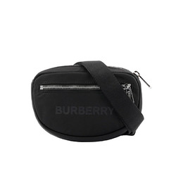 BURBERRY 博柏利 男士黑色前口袋拉链开合迷你尼龙腰包