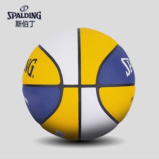 SPALDING 斯伯丁 儿童5号青少年篮球轻量训练PU篮球室内外通用76-893Y蓝/黄/白